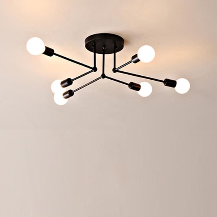 Tempsa Plafonnier Lustre Led Lampe Industrielle Cuisine Salon Noir 6 Tete Sans Ampoule Achat Vente Tempsa Plafonnier Lustre Led Cdiscount