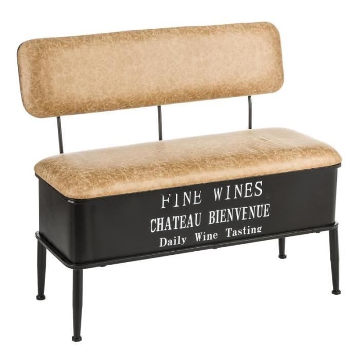 Banc Noir Avec Coffre Simili Cuir Brutus N 2 L 114 X L 50 X H