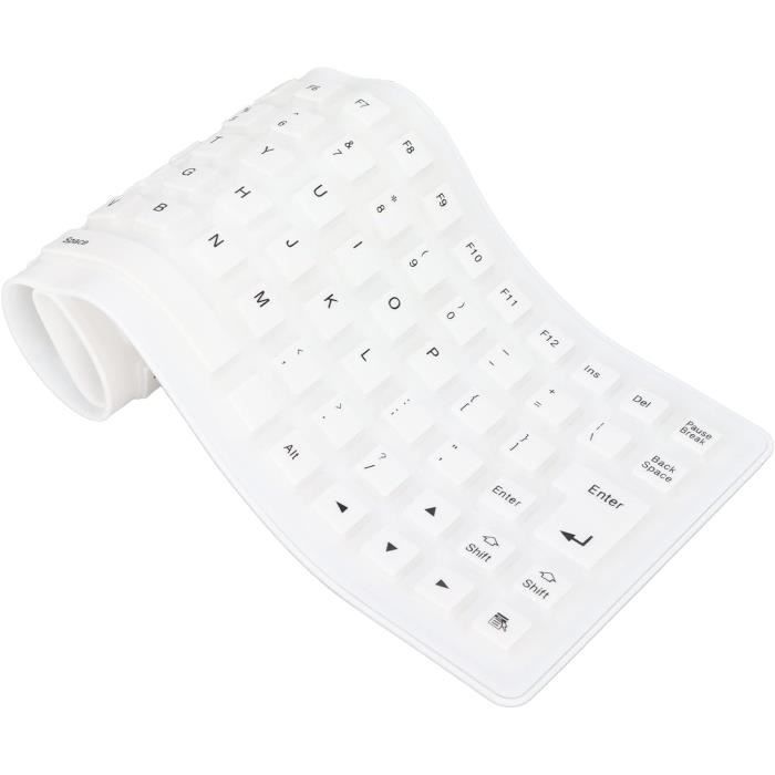 Clavier Silicone Pliable AZERTY EMEBAY - USB, 103 Touches, Étanche | Pour PC, Portable, Tablette, Smartphone