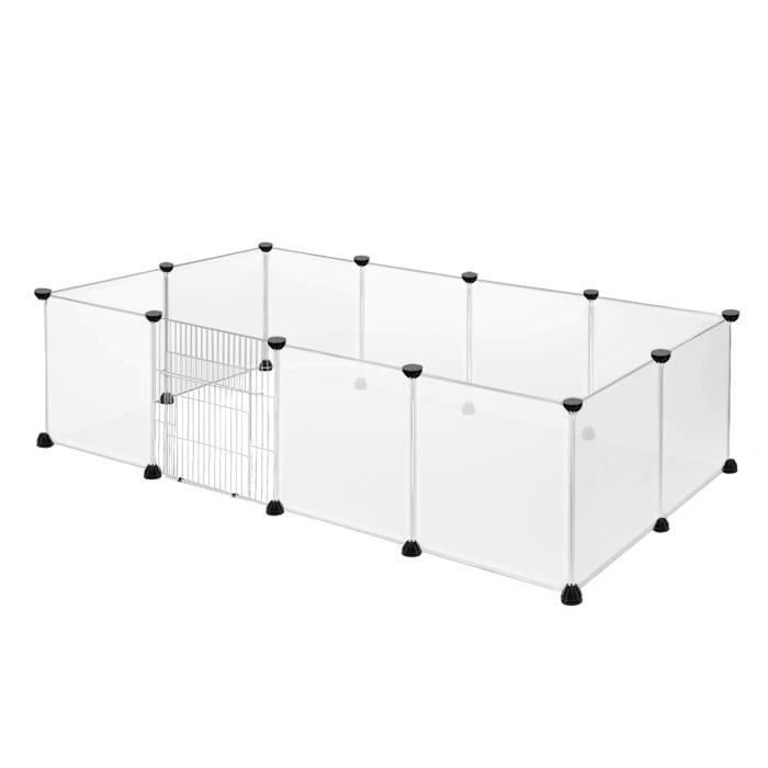 Meilleurs prix pour Enclos en plastique pour animaux de compagnie - UISEBRT - 145 x 75 x 48 cm - Avec porte - Blanc Translucide