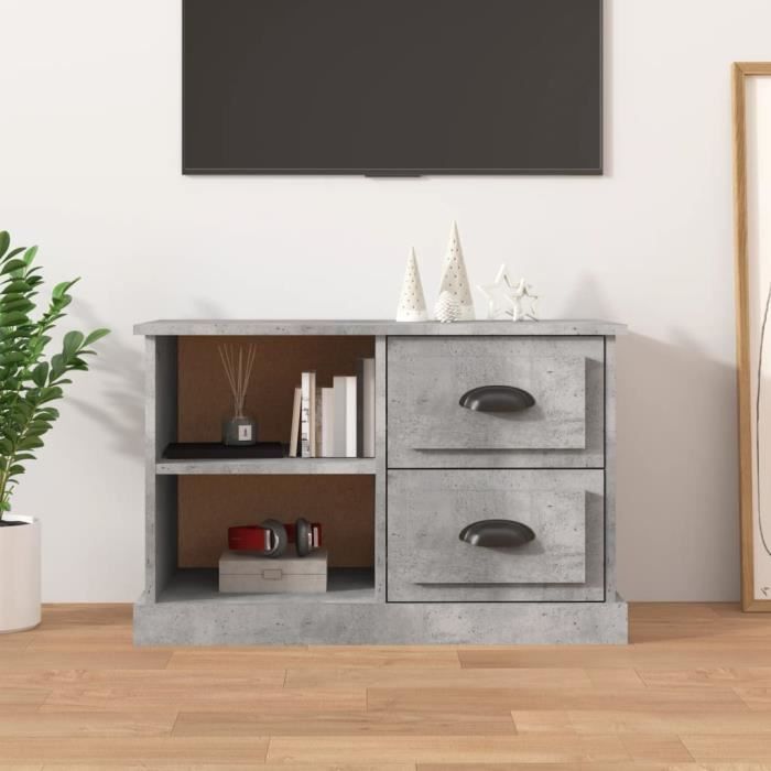 vidaXL Meuble TV gris béton 73x355x475 cm bois dingénierie 816172