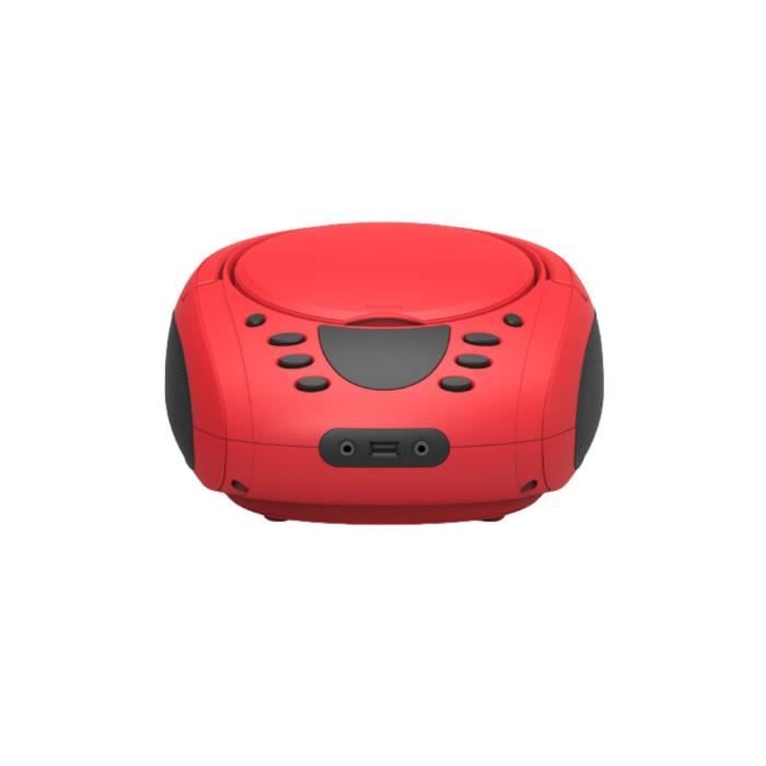 Lecteur - Radio CD - USB WeKids: FM, Lecteur CD/CD-R/CD-RW/MP3, RMS2*2W, entrée Aux et Micro, modèle Rouge uni