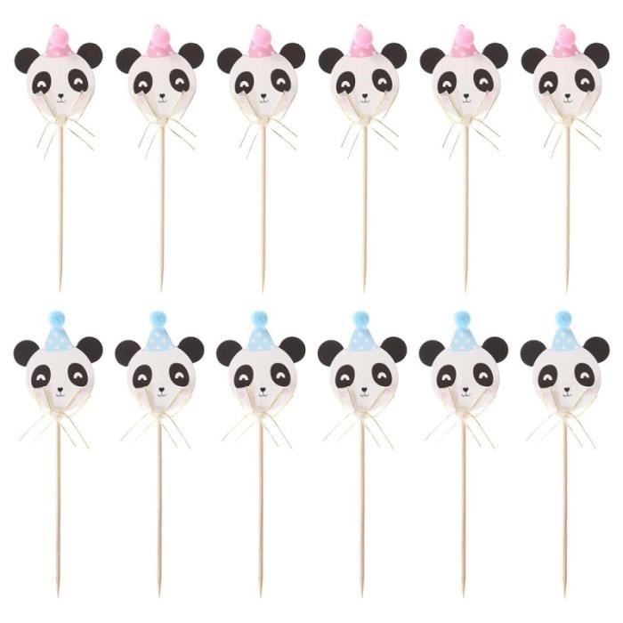 WJWINER Lot 8 Mini Figurines Panda Dessin Animé – Décoration Gâteau Cupcake Voiture Anniversaire