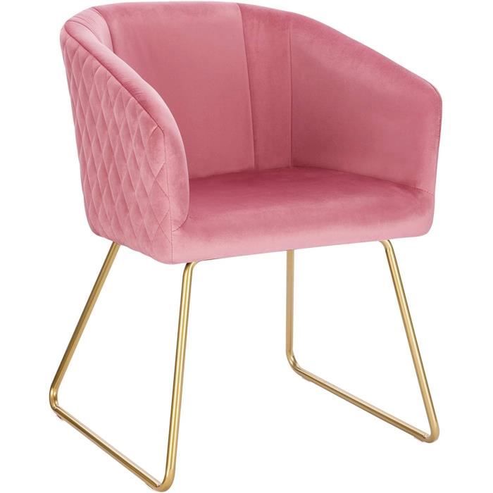Chaise De Salle à Manger Rose Velours Vintage - Hauteur 80cm, Style Glamour Boudoir - Neuf à Monter