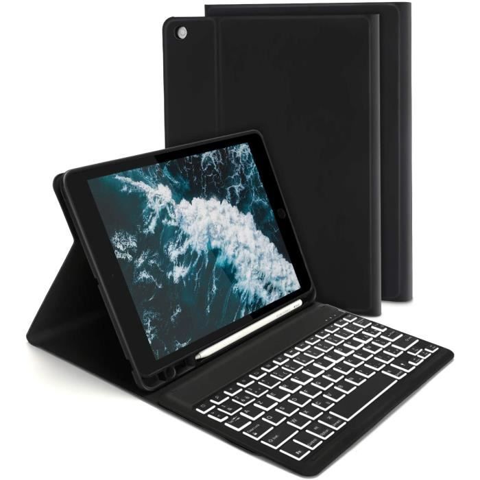 Etui et Azerty Clavier - iPad 10.2 9ème Génération 2021/iPad 8ème 2020/iPad  Air 3 2019/iPad 7ème 2019 - Noir - Cdiscount Informatique