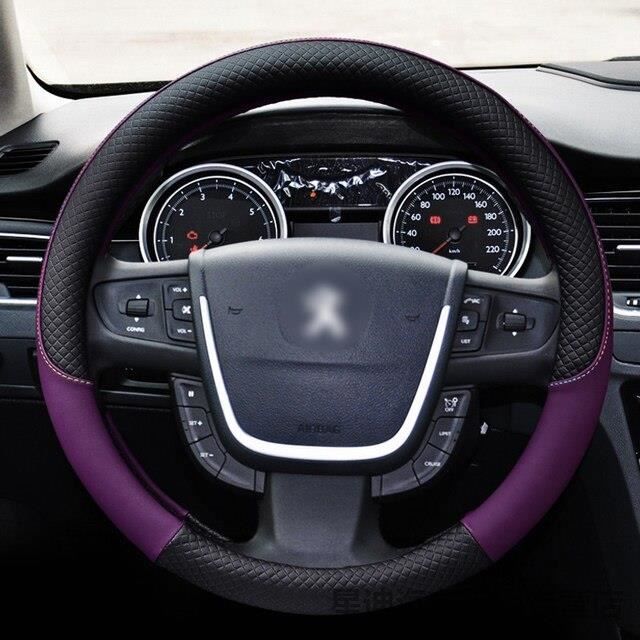 COUVRE-VOLANT,Purple--Couverture de volant de voiture en cuir tressé  antidérapant, accessoires'intérieur automobile pour Peugeot 206 - Cdiscount  Auto