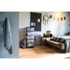 Tour De Rangement Eda 5 Tiroirs Sur Roulettes – Noir Et Naturel, 32 X 37 X 97 Cm – Pratique Et Mobile