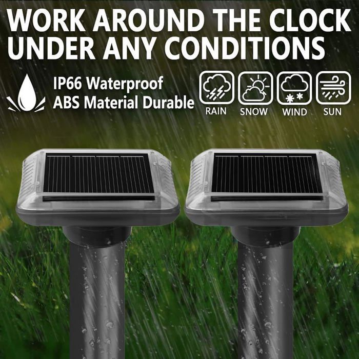 Lot De 4 Répulsifs Anti-taupes Solaires | À Ultrasons, étanches | Pour Jardin, Pelouse, Potager | Écologique Et Sans Danger