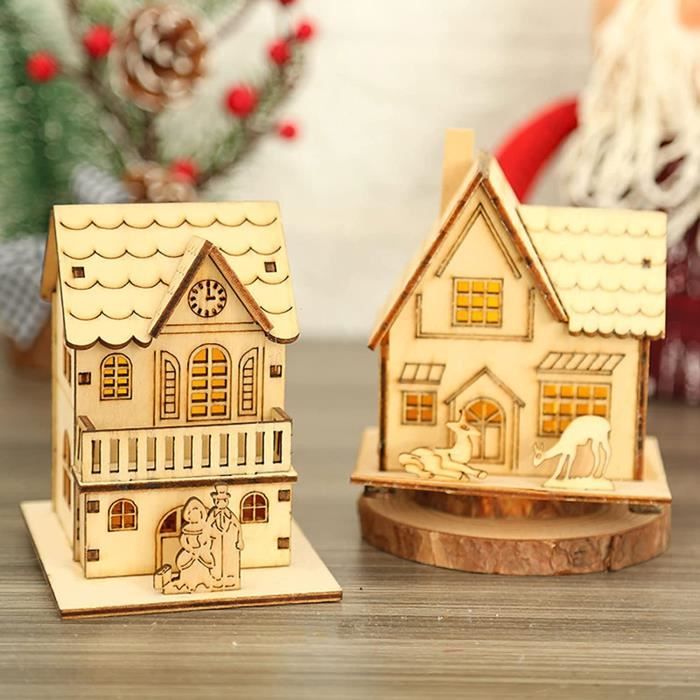 Village de noel miniature en bois hot sale