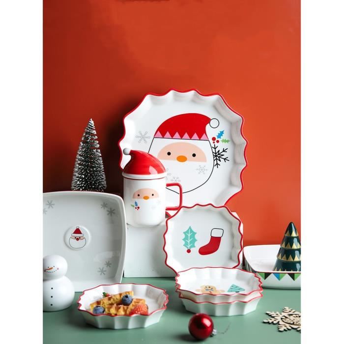 Vaisselle de Noël en céramique de Noël européenne, assiette de nourriture  occidentale, bol de fruits de