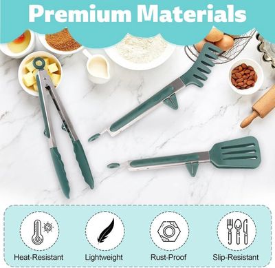 Set 3 Pinces Cuisine Silicone - 27 Cm - Résistantes Chaleur - Verrouillables - Pour BBQ