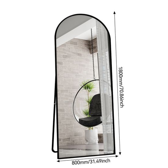 Miroir Pleine Longueur 150x40 Cm Sur Pied - Cadre Métal Étroit Doré Ou Noir, Verre HD Incassable - Pour Chambre, Salon, Dressing, Salle De Sport - 8