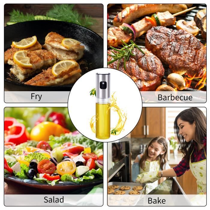 Pulvérisateur d'huile, Vaporisateur Huile en Verre, 100ML Boutille Huile d'olive  pour Cuisine BBQ Salade Pâtes - Cdiscount Maison