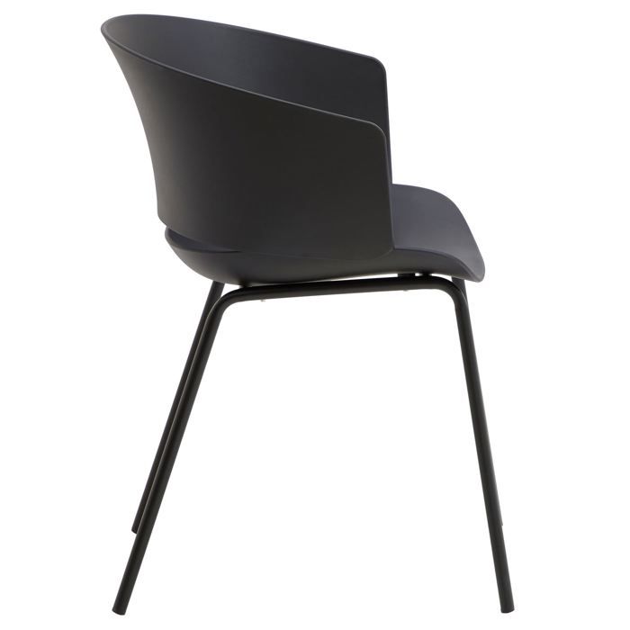 Homestyle4u 2448 Lot de 4 chaises de jardin empilables en plastique Noir Résistant aux intempéries