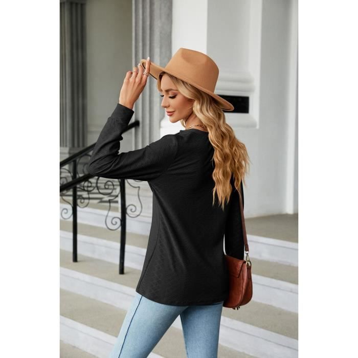 Tee shirt femme col v manches longues 2025