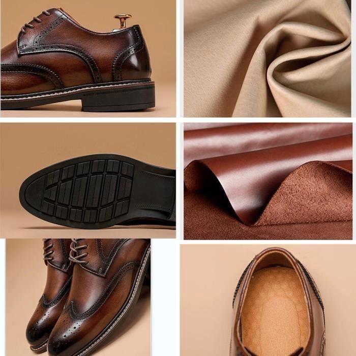 Hitmars Chaussures Derby Homme Cuir Vernis - Brogues Oxfords Classiques Business Mariage Noir Marron Bleu EU 39-48