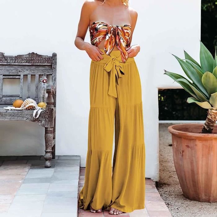 Pantalon large été femme best sale