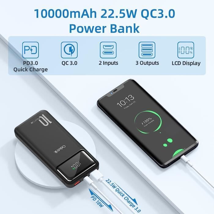 Batterie Externe 24000mAh Charge Rapide 22,5W - Sans Marque (Neuf)