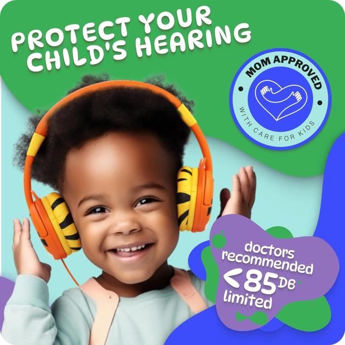 Casque Audio Enfant Filaire Avec Limiteur De Son 85 Db – Ecouteurs Enfant  Avec Fil – Musique Écouteurs Bebe De 2, 3, 4-7 Ans [H1534]