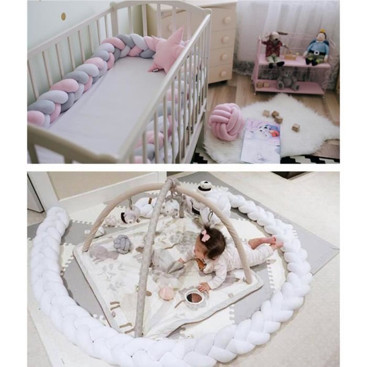 Lot De 3 3pcs Tour De Lit De Bebe Tresse Article De Decoration Securite Pour Nouveau Ne Idee Cadeau Multi Color 2m Cdiscount Puericulture Eveil Bebe