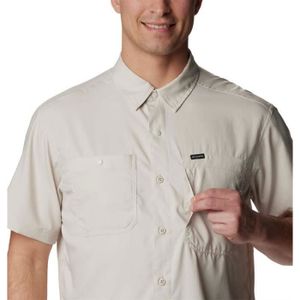 Chemise Columbia Homme Taille L - Blanc/beige Motif Poisson - Manches Courtes