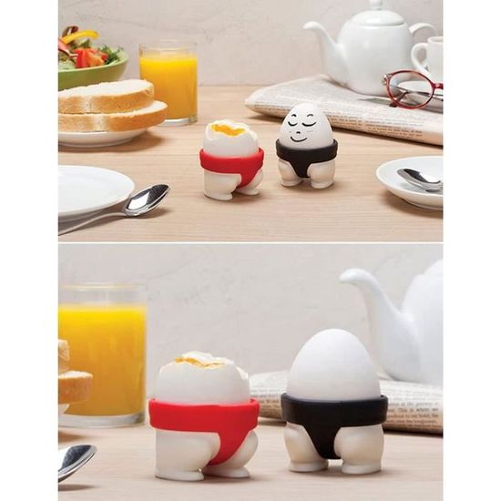 Lot De 8 Coquetiers En Plastique MIJOMA Avec Poussins Et Cuillères - Blanc Et Jaune Pour Petit-Déjeuner