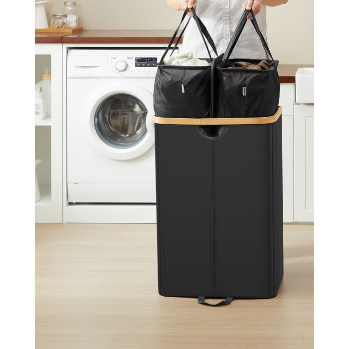 Lifewit 105 L Panier à Linge Double avec Couvercle et Sacs à Linge