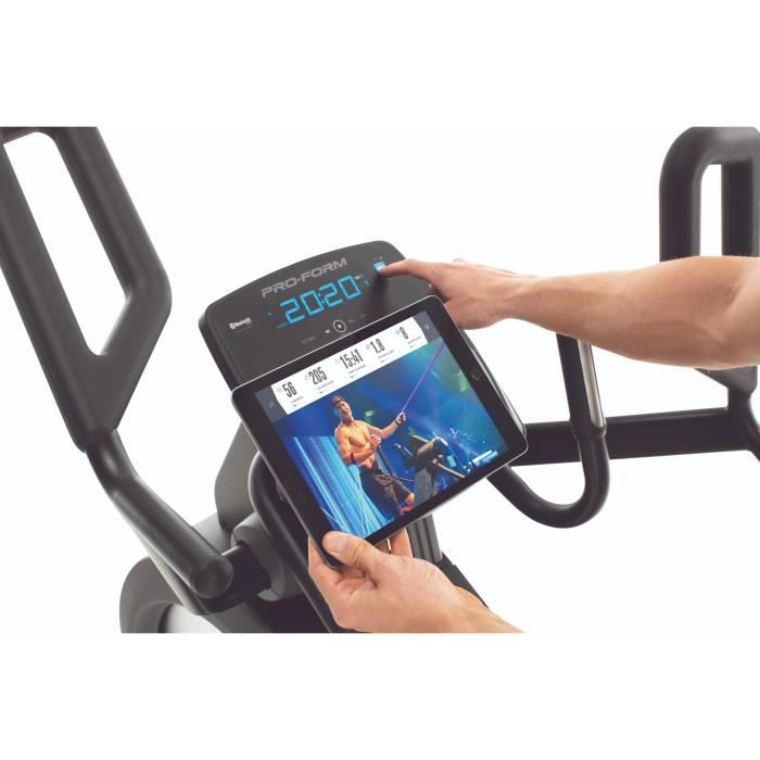 Velo elliptique PROFORM Cadence Hiit L6 connecte iFIT 22 niveaux de resistance 14 Kg Inertia Noir Cdiscount Sport