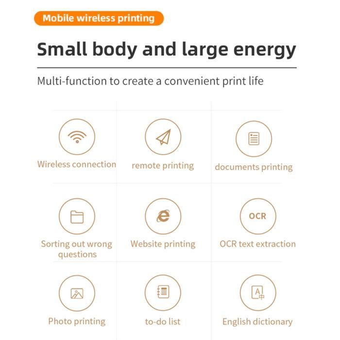 Imprimante Thermique A4 Portable LabelCenter M833 - Sans Encre, Bluetooth, 300 DPI - Pour PC, Android, IOS