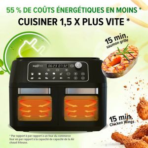 Friteuse à air chaud airfryer numérique double panier noire 2400w 9l comfy nest cnafd45nb pas cher