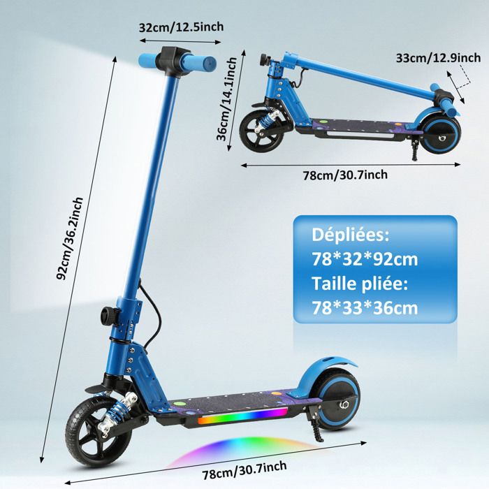 Trottinette enfant - JANSHOP - Guidon réglable - Pliable - Roues 145 mm - Roulements ABEC-7