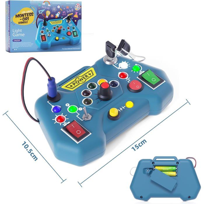 Accessoire De Tableau D’activités – Bouton Lumineux Avec 3 Lumières Colorées – Jouet Sensoriel Montessori – Développement Motricité Fine – Dès 2 Ans