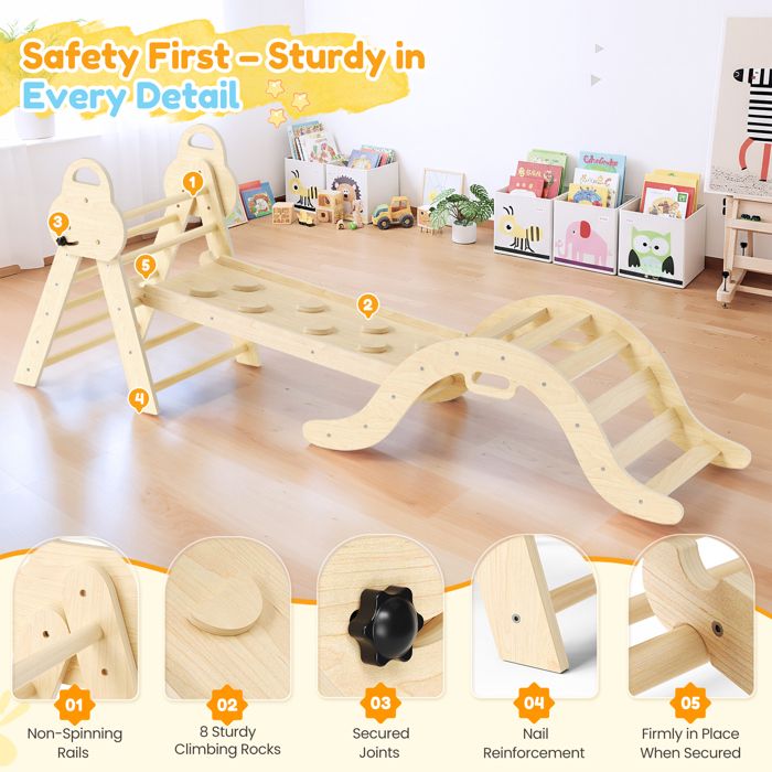 Parcours De Motricité LORAIA – Blocs D’escalade Montessori En Mousse Ferme, 2 Pièces, Beige, Avec Miroir, Dès 6 Mois