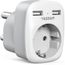 Adaptateur prise 5-en-1 France vers Afrique du Sud, 1×AC, 2×USB-C, 2
