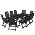 Ensemble Table à manger de 10 à 12 personnes + 10 chaises - Plastique Anthracite - TENDANCES 2021-0