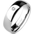 Bague anneau de mariage homme femme acier effet miroir sertie pas cher (60)-0