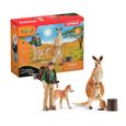 Coffret Aventures en Océanie SCHLEICH - Figurines de kangourous et ranger Tom avec accessoires - Gamme Wild Life-0