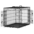 FEANDREA Cage pliable Chien 107 x 70 x 77,5 cm 2 Portes Pliable et Transportable avec Poignées et Plateau Noir XXL PPD42H-0