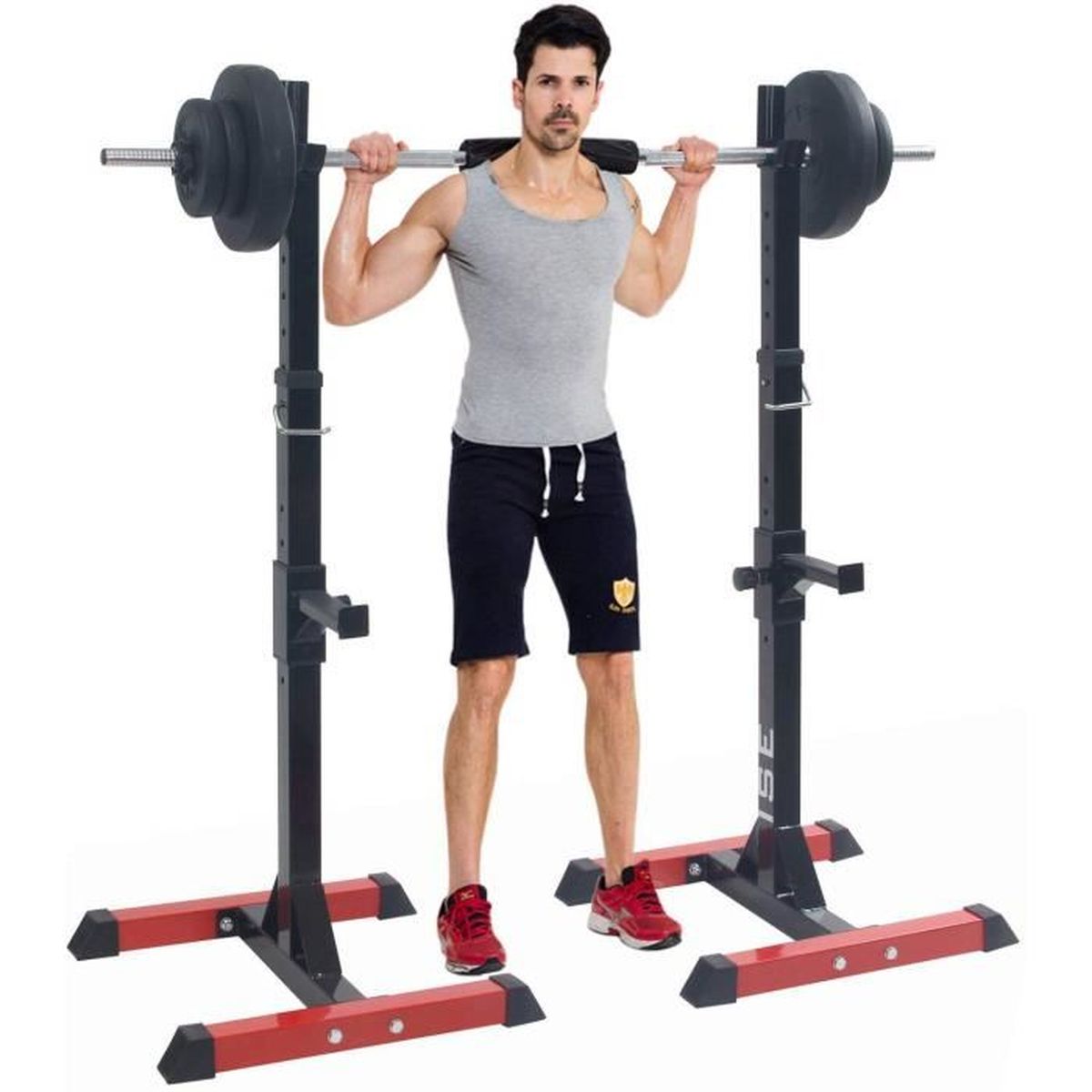 Duo de chandelles support barre pour musculation solide max 200kg Rack cage squat developpé