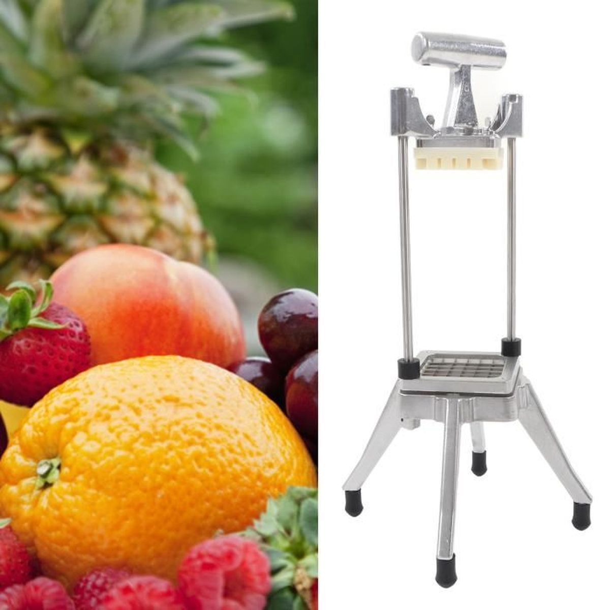Trancheuse à Fruits Kasmole - Acier Inoxydable, Pour Citrons, Tomates, Oignons, Design Érgonomique