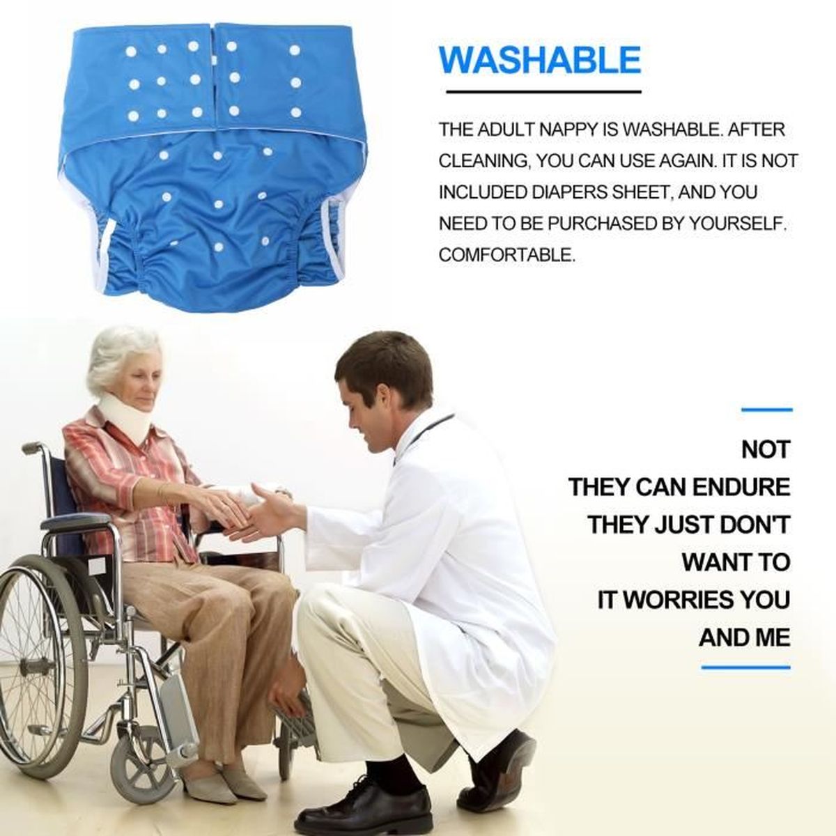 Couche adulte facile à porter un pantalon de couches adultes lavable respirant pour