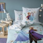 Parure de lit enfant 100% Coton - DISNEY FROZEN 2 SISTERS - Bleu - 140x200+63x63cm