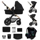 Poussette 3 en 1 Combinée Kinderkraft MOOV2 AIR, Système de voyage de la naissance à 27 kg, Siège auto Mink PRO I-Size inclus, Noir