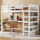 SPKSW Lit mezzanine enfant, Avec bureau et étagères - Blanc