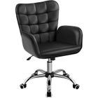 Yaheetech Chaise de Bureau Ergonomique Hauteur Réglable Fauteuil de Bureau en Similicuir avec Accoudoirs Rembourré Noir