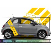 Fiat 500  - JAUNE - Doubles  Bandes latérales complet  500 signature    - Tuning Sticker Autocollant Graphic Decals
