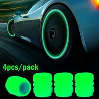 Bouchons de Valve fluorescents lumineux - pour voiture, moto, vélo, roue - 4pcs -Vert