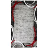SUBWAY ENCADRE Tapis de couloir contemporain en polypropylène - 80 x 150 cm - Rouge