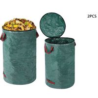 2 pièces sacs de jardin avec couvercle 120L, Pour déchets verts, Pliable avec poignées, Sac à feuilles réutilisable, Vert