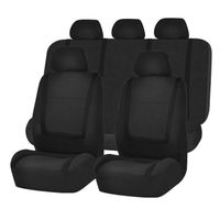 9PCS Universal Housses de siège de voiture Ensemble complet Faux cuir Split Airbag Sièges arrière noir